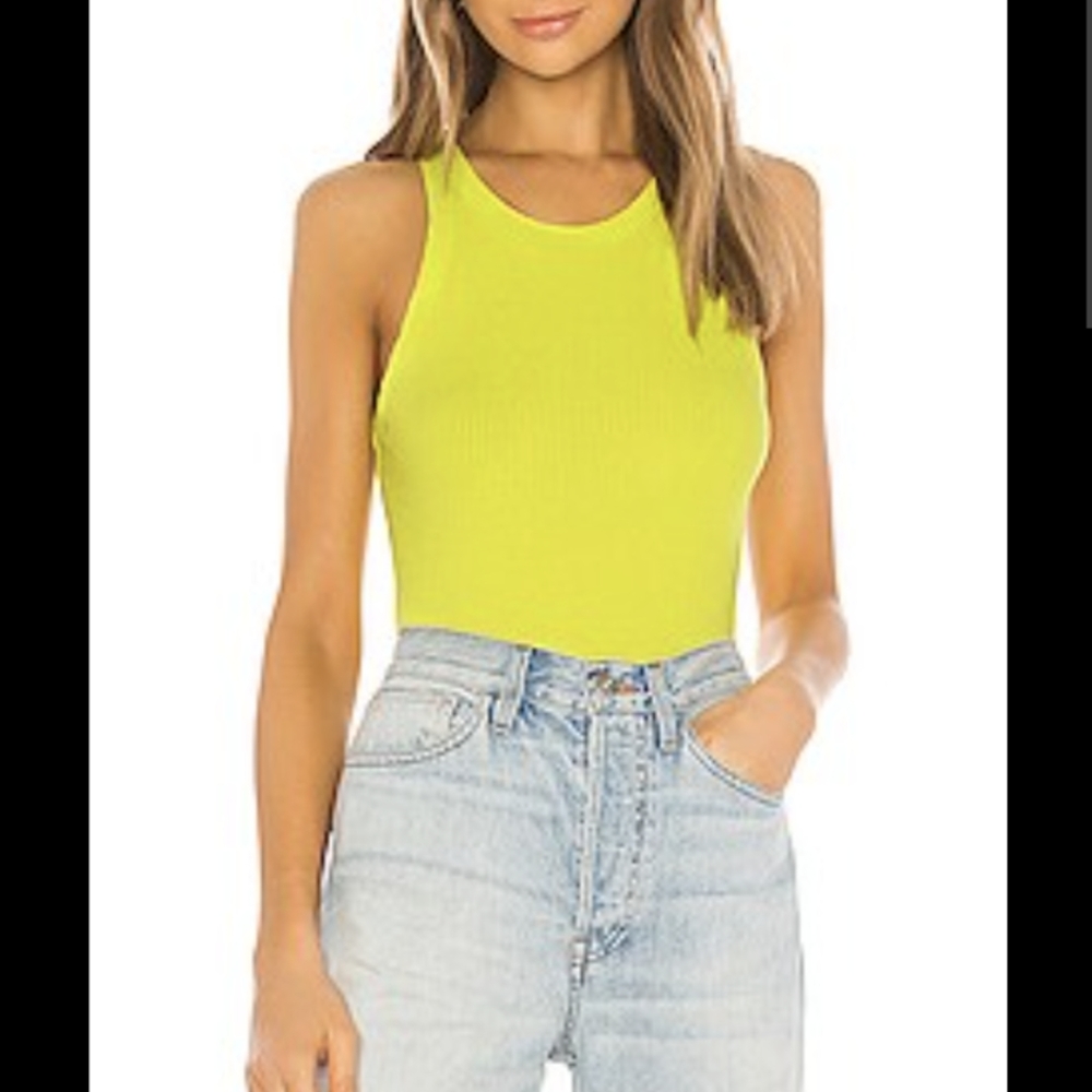 MONROW ribbed tank top citron M